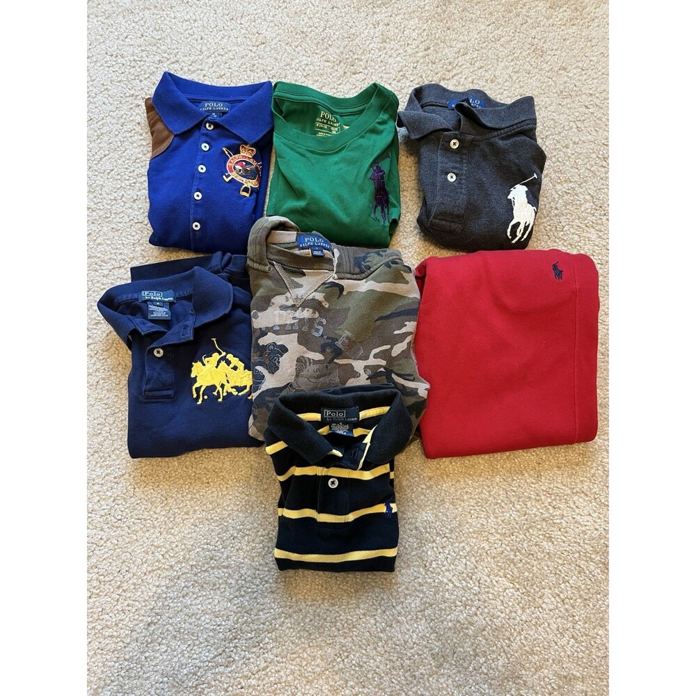 Lot of 7 boys Sizes 5-7 Medium polo ralph lauren shirts Hoodie Jogger Big Pony